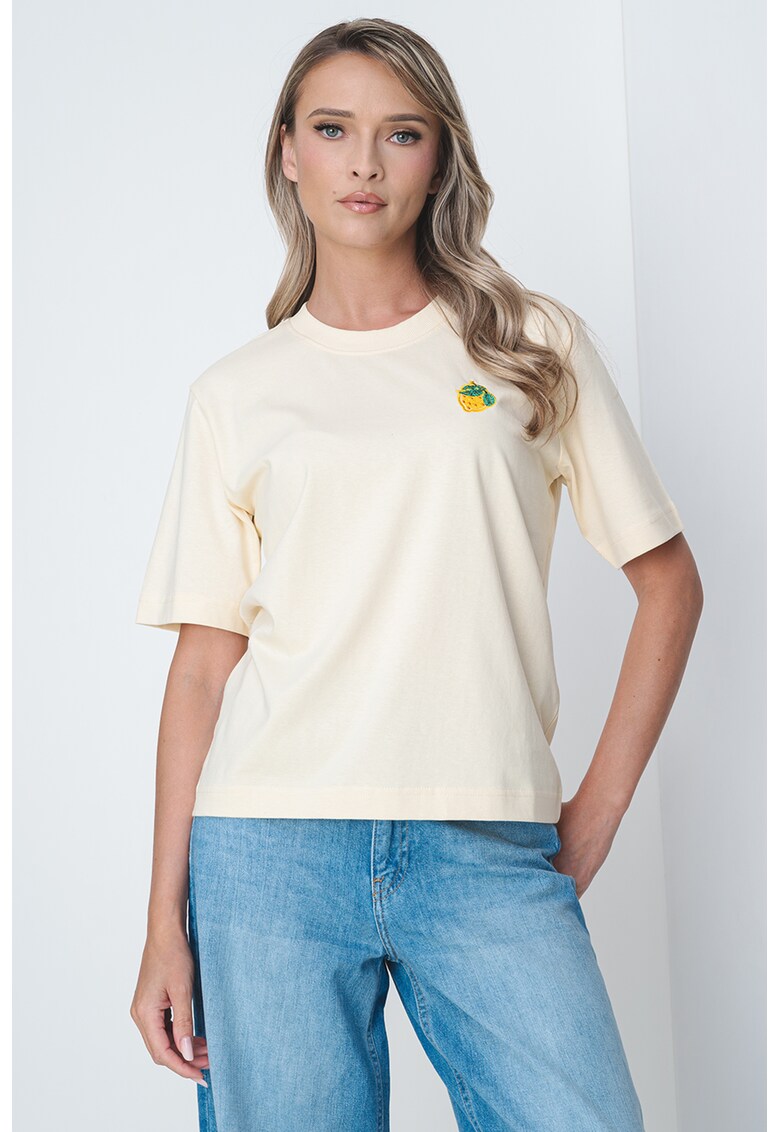 Tricou cu design grafic Penny - Alb fildes/Galben