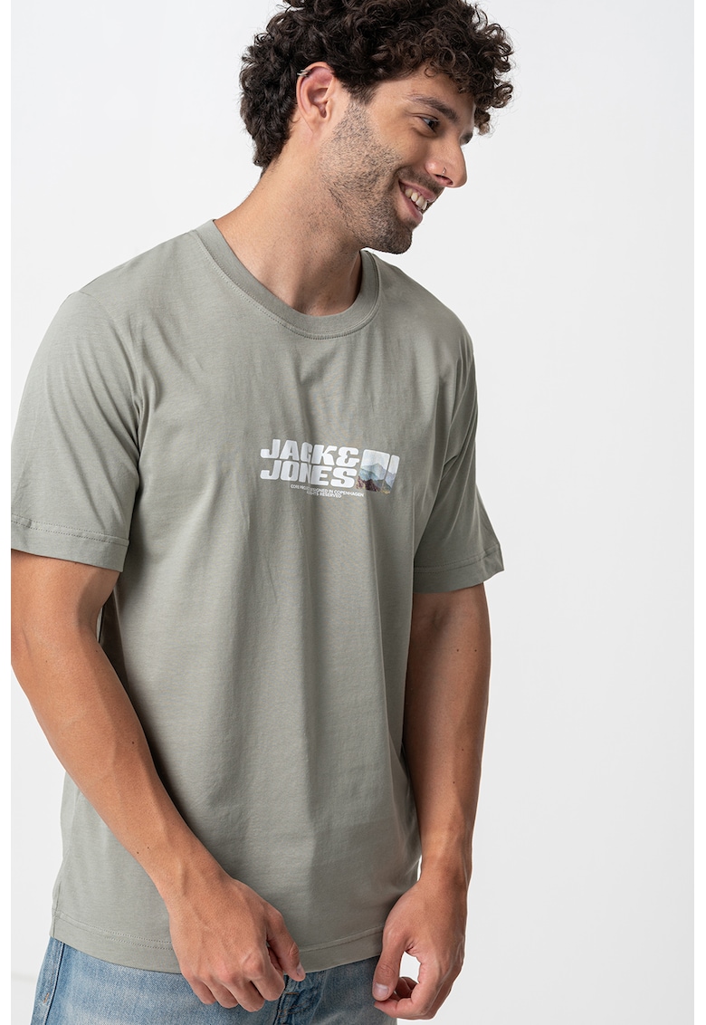 Tricou cu decolteu la baza gatului si imprimeu frontal Tricou cu decolteu la baza gatului si imprimeu frontal