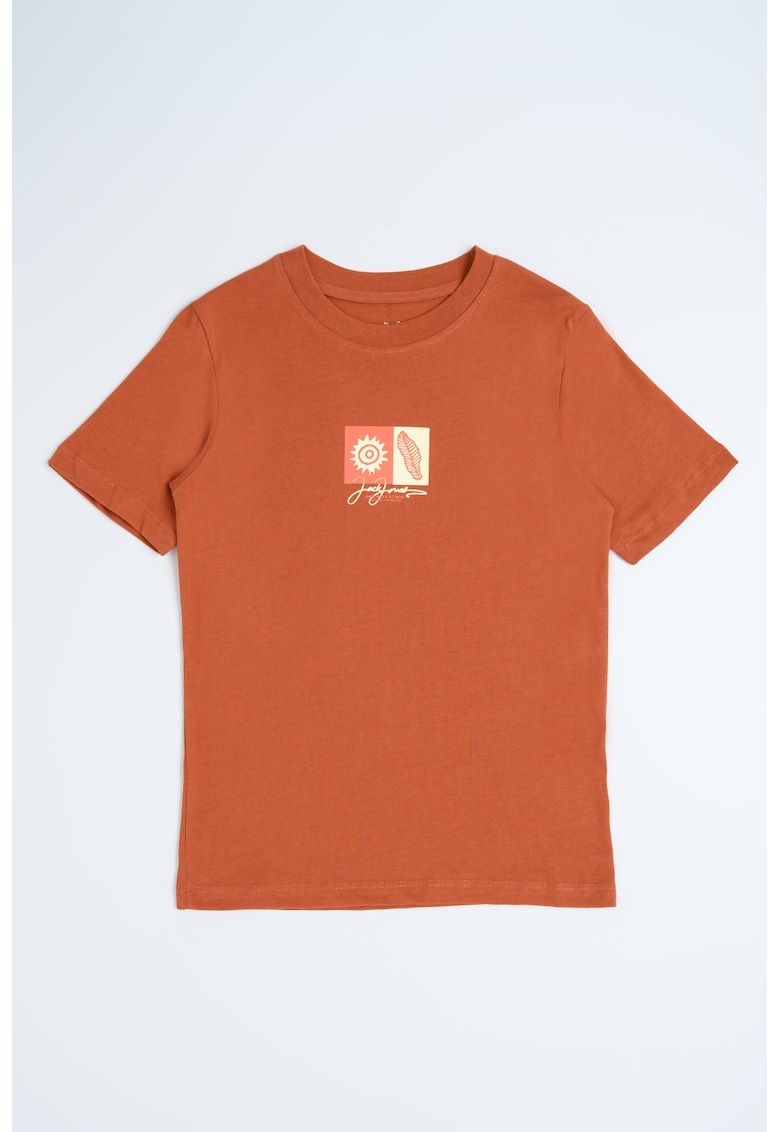 Tricou de bumbac cu imprimeu grafic discret Tricou de bumbac cu imprimeu grafic discret