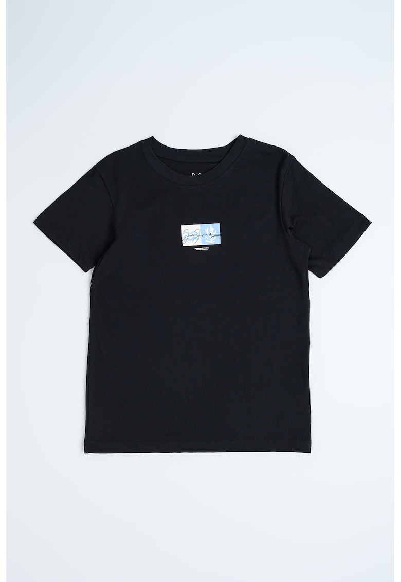 Tricou de bumbac cu imprimeu grafic discret Tricou de bumbac cu imprimeu grafic discret