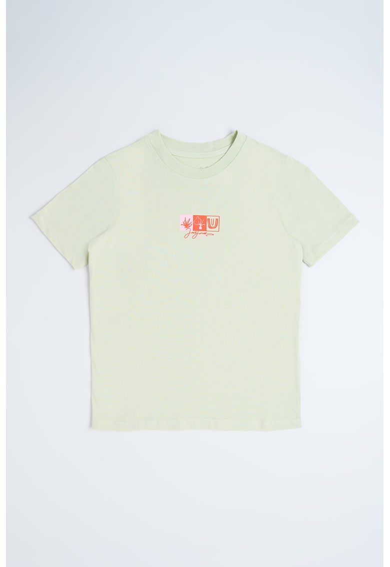 Tricou de bumbac cu imprimeu grafic discret Tricou de bumbac cu imprimeu grafic discret