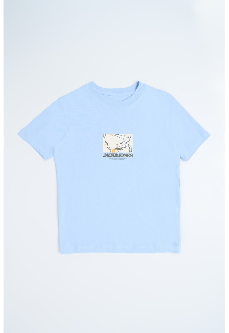 Tricou de bumbac cu imprimeu grafic si logo