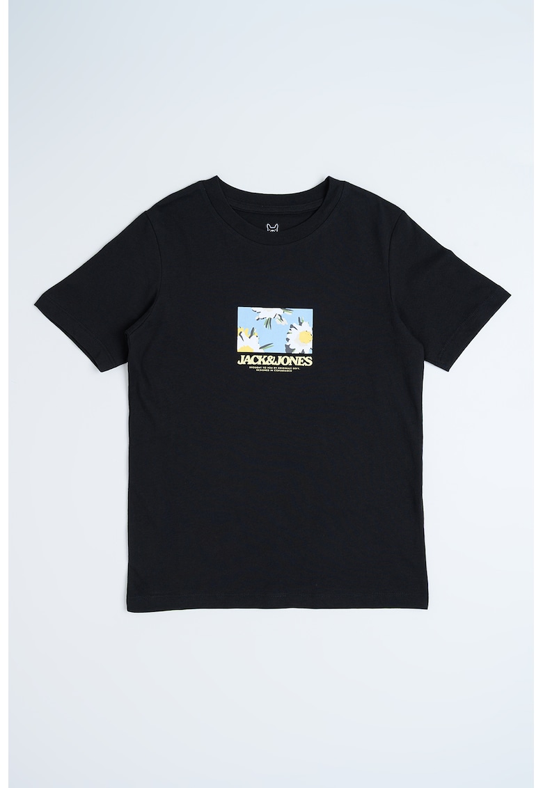 Tricou de bumbac cu imprimeu grafic si logo