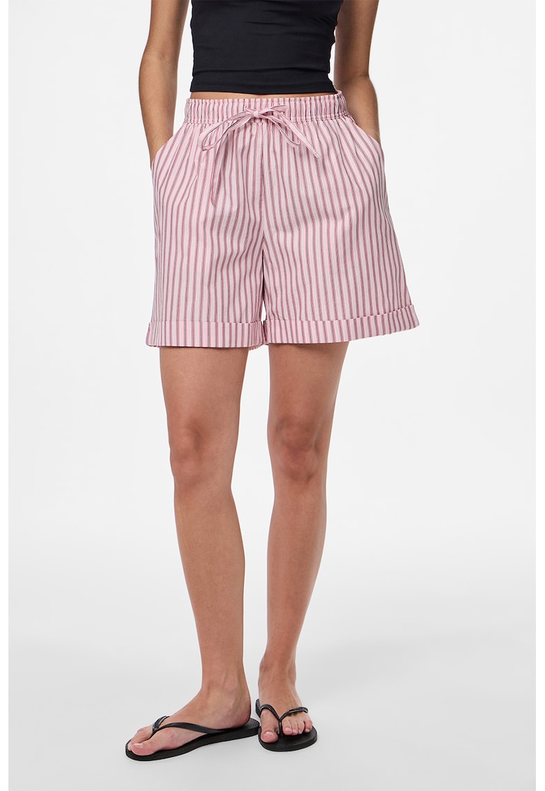 Pantaloni scurti din bumbac cu model in dungi