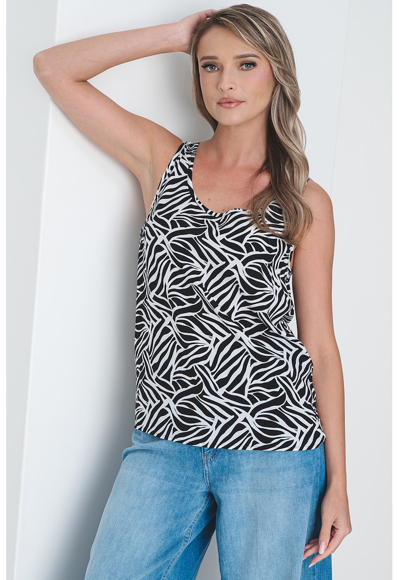 Top cu decolteu rotund Onlnova - Alb/Negru