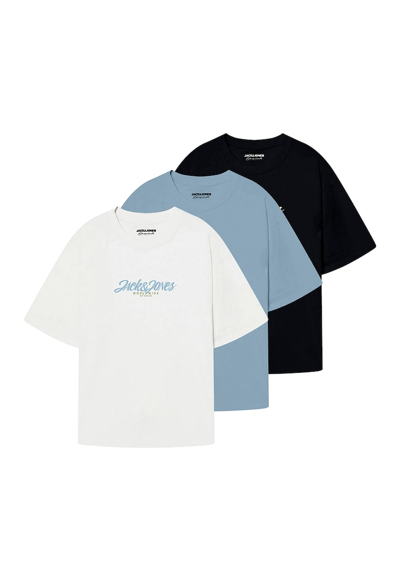 Set de tricouri cu decolteu la baza gatului - 3 piese