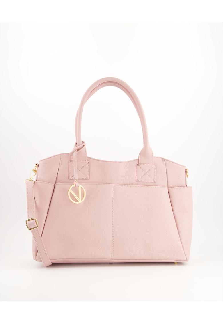 Geanta dama roz - piele naturala - 5 buzunare - 28x42x14cm