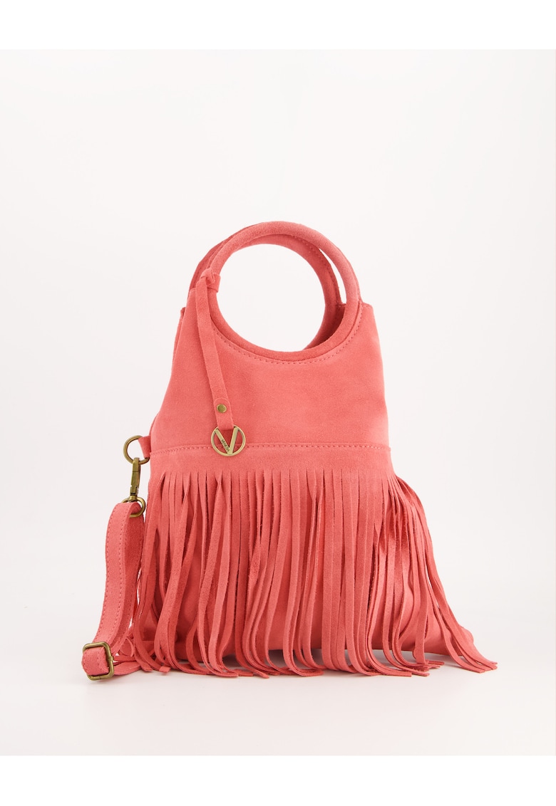 Geanta dama  roz - piele intoarsa - dimensiuni 32x28x2cm - curea detasabila - lungime maxima 115cm