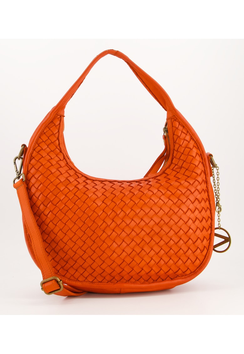 Geanta de umar -  piele naturala - portocalie - 23x35x12cm - 3 buzunare interioare - 1 buzunar exterior - curea detasabila.