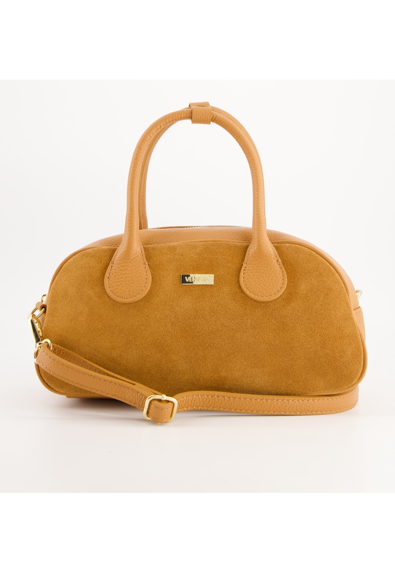 Geanta de umar maro - piele intoarsa - dimensiuni 16x31x10cm - curea detasabila 110cm