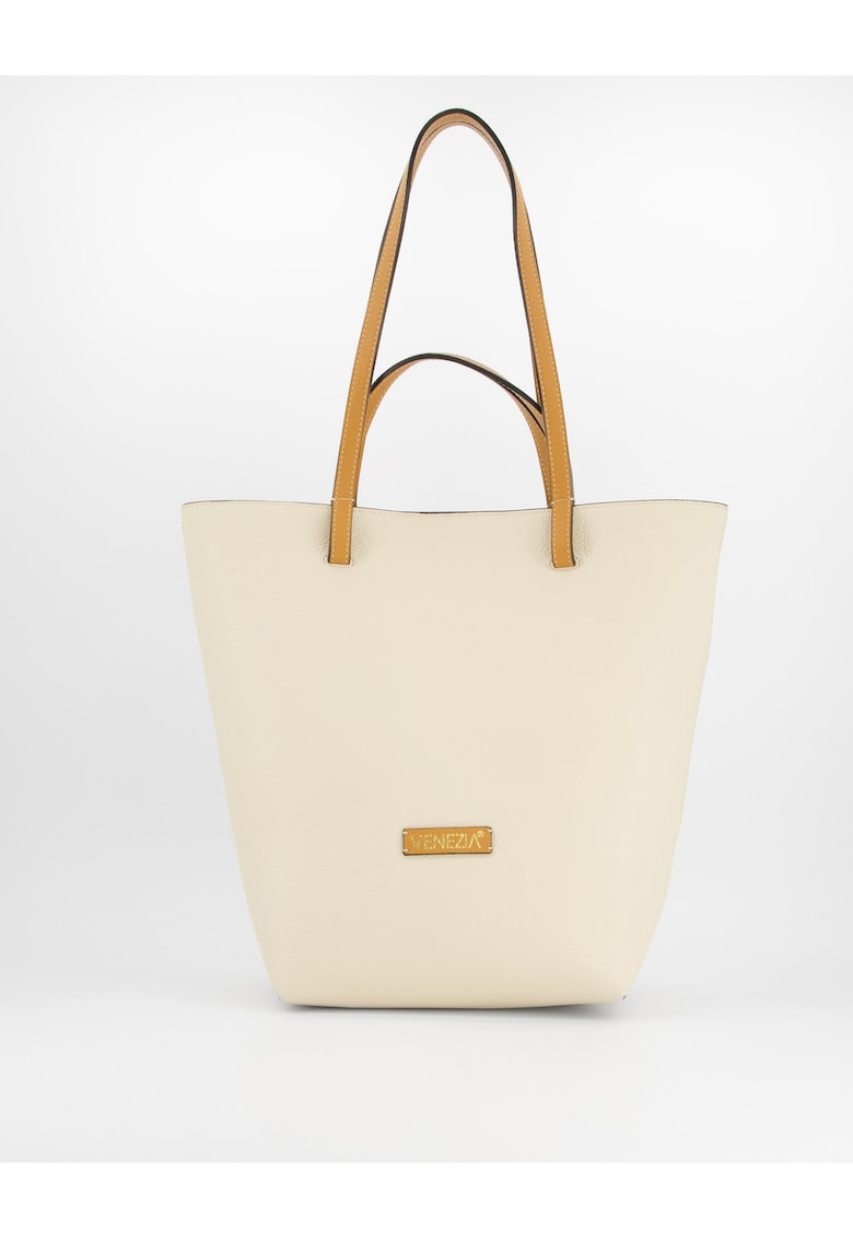 Geanta dama Shopper piele naturala 36x40x14cm manere maro - 1 buzunar interior