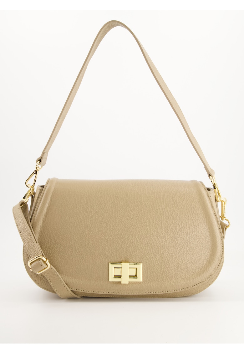 Geanta de umar piele naturala - bej - 20x32x9cm - cu manere si curea detasabila