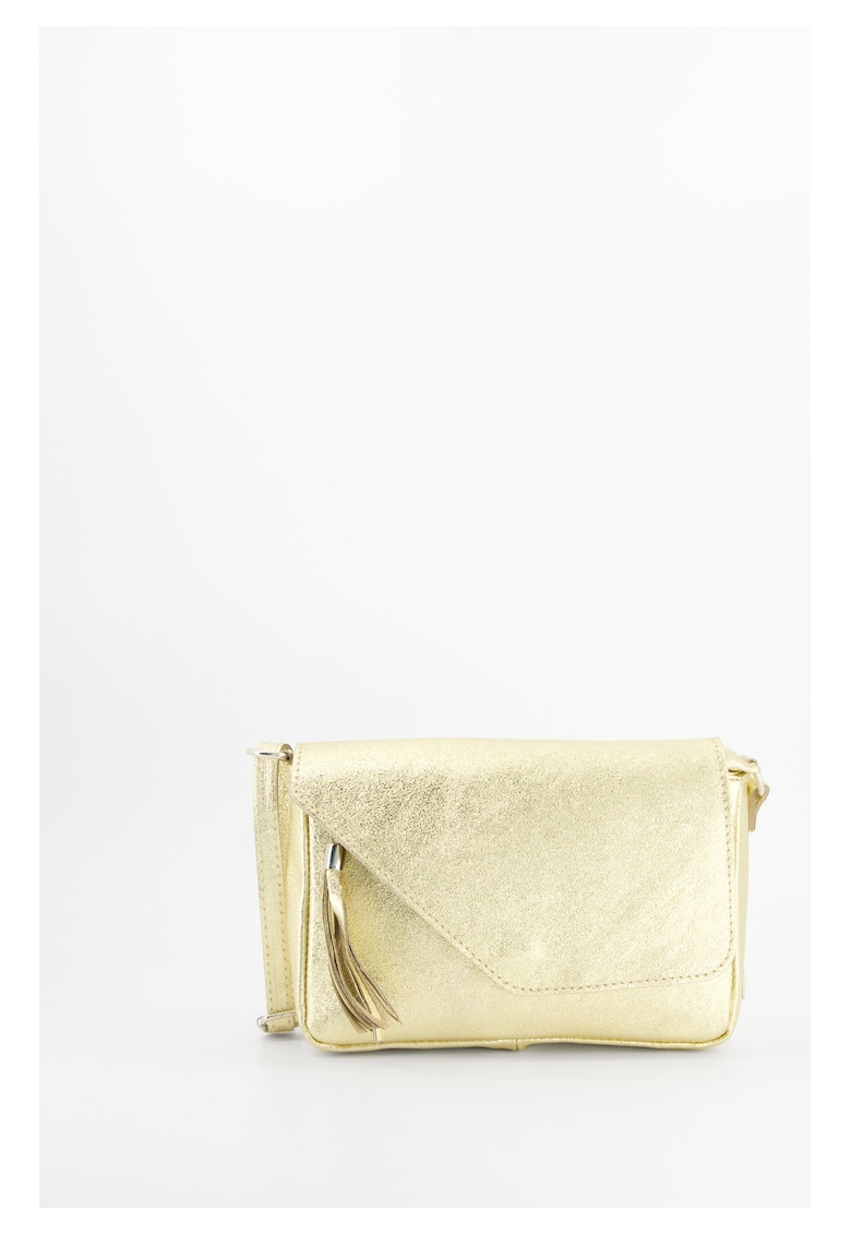 Geanta crossbody metalizata din piele