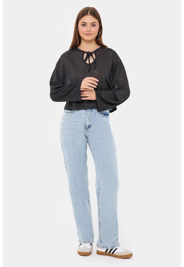 Bluza dama - tricotata - croiala lejera - gri - poliester