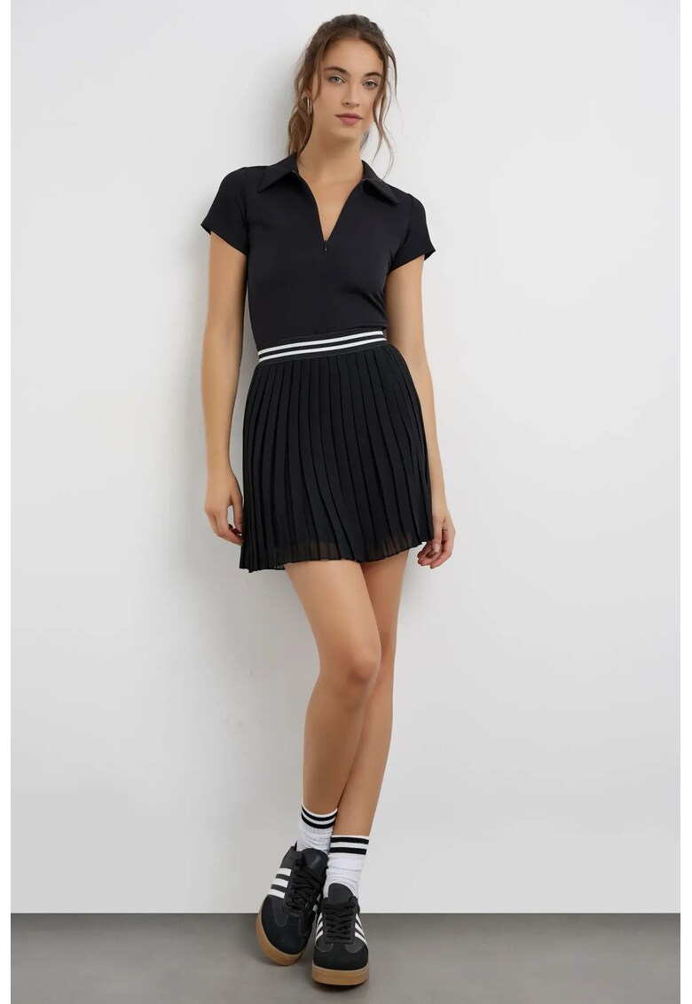 Body dama - cu fermoar - plus size - negru - poliester.