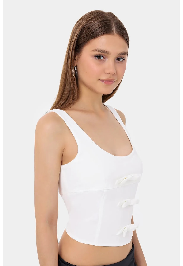 Top bodycon - fara maneci - alb - textil