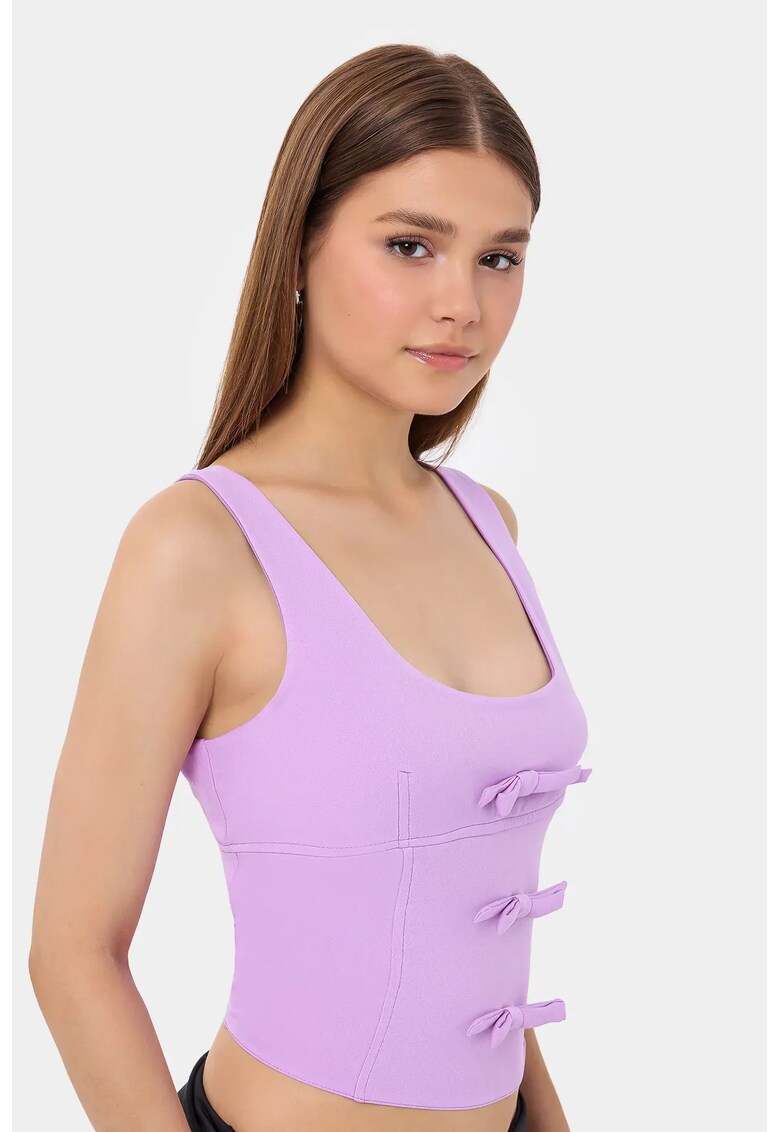 Top bodycon - fara maneci - violet - textil