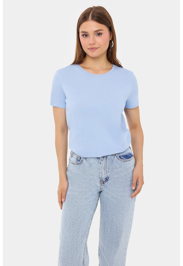 Tricou Femei Guler Rotund - Maneca Scurta - Albastru - Bumbac