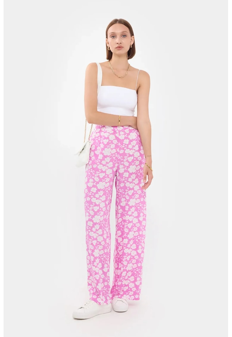 Pantaloni florali - Roz