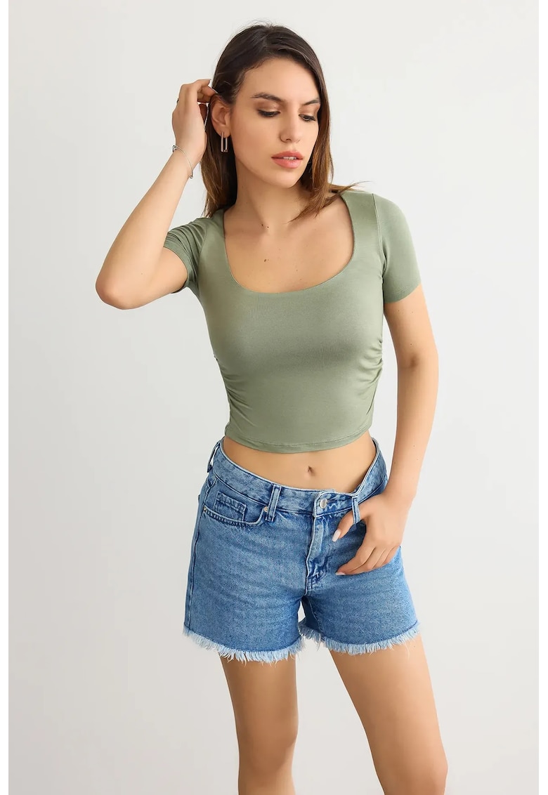 Bluza scurta - nervuri - verde