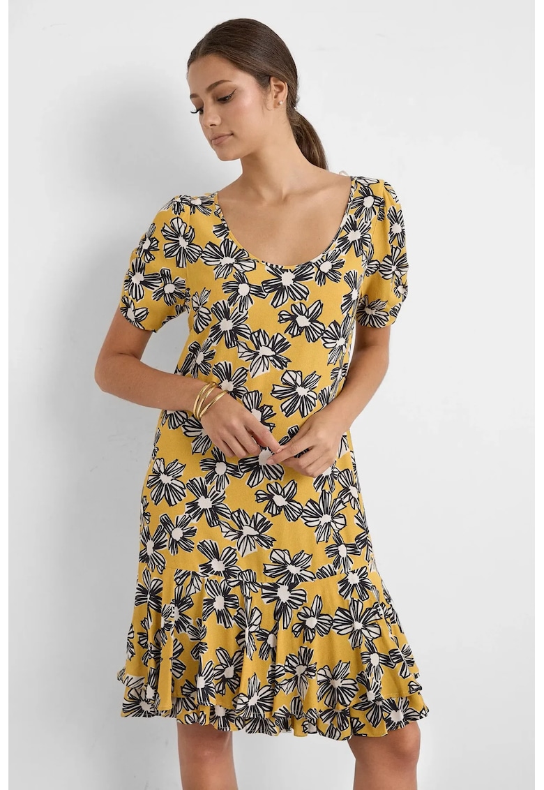 Rochie mini Floral - Galben chihlimbar