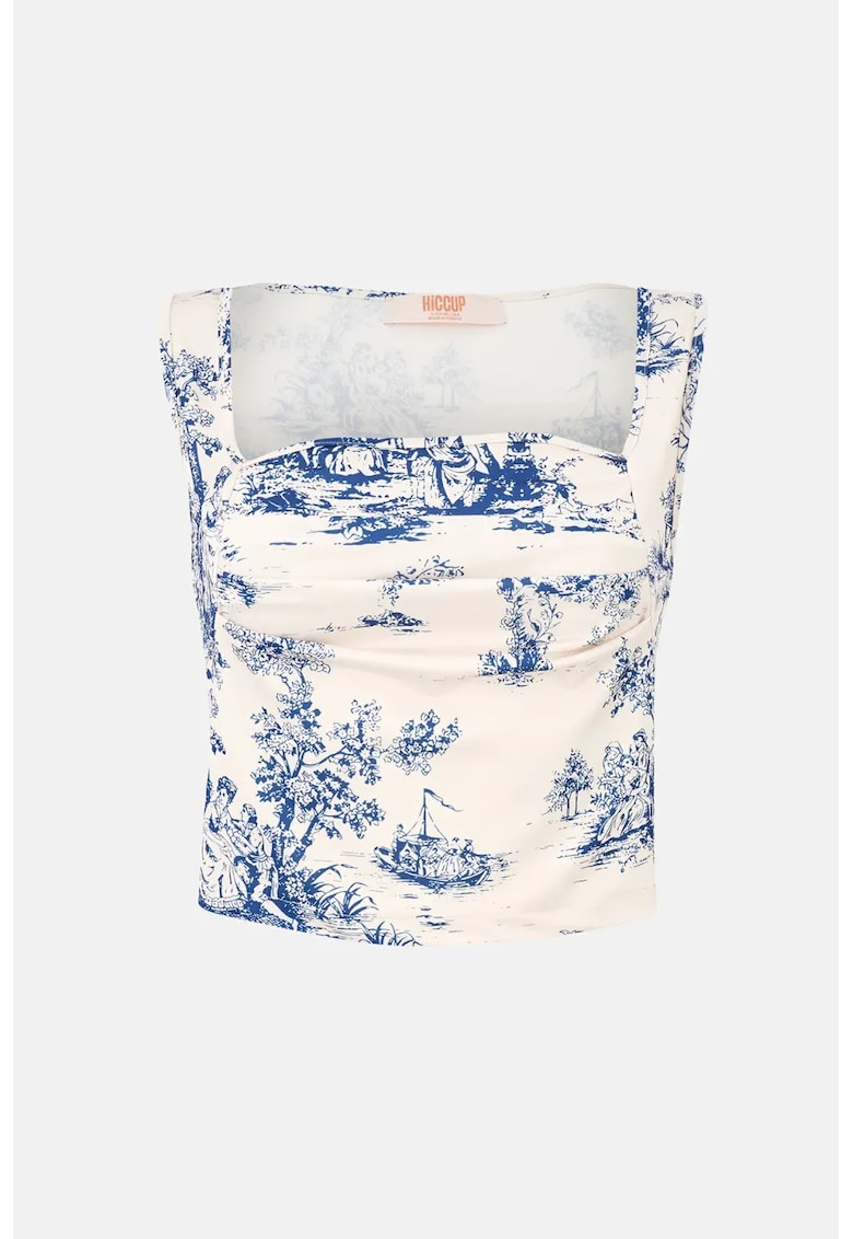 Bluza fara maneci - imprimeu - albastru - poliester