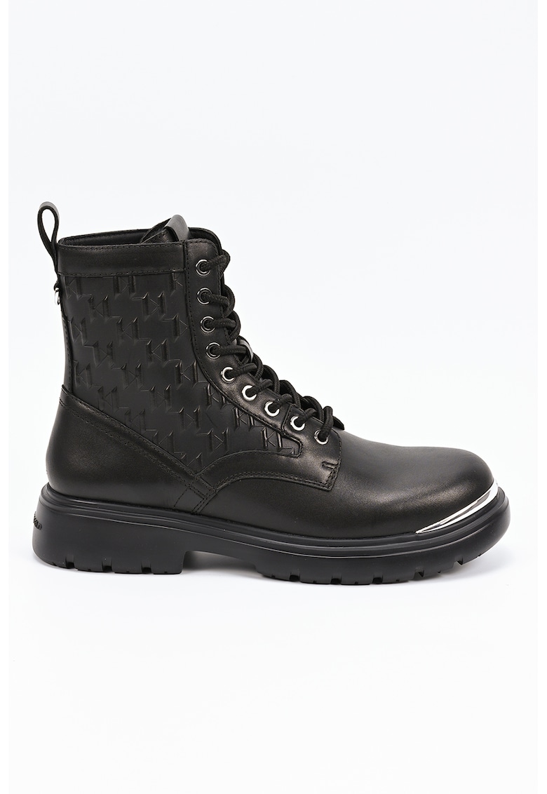 Botine de piele cu segmente cu monograma