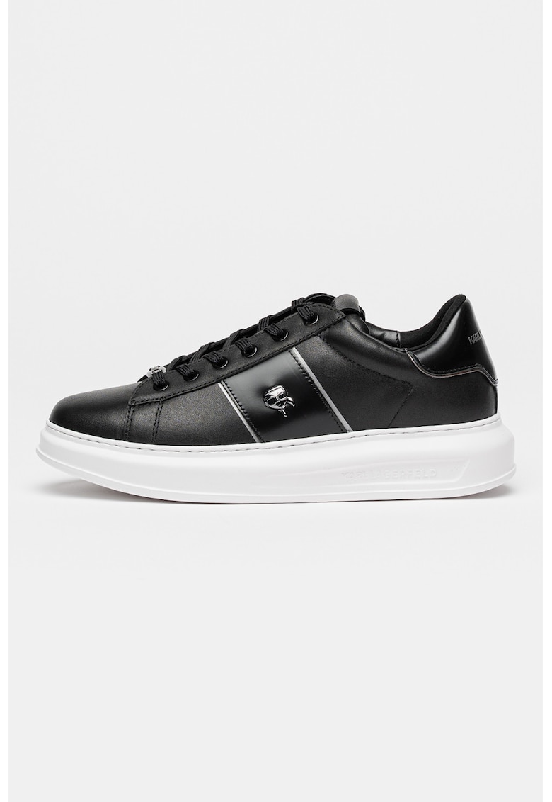 Pantofi sport de piele cu logo - Negru