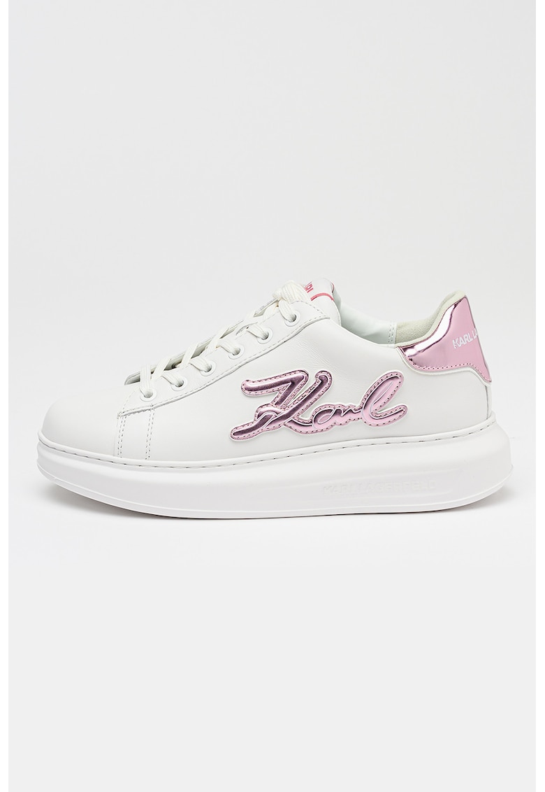 Pantofi sport din piele cu imprimeu logo - Lila/Alb optic