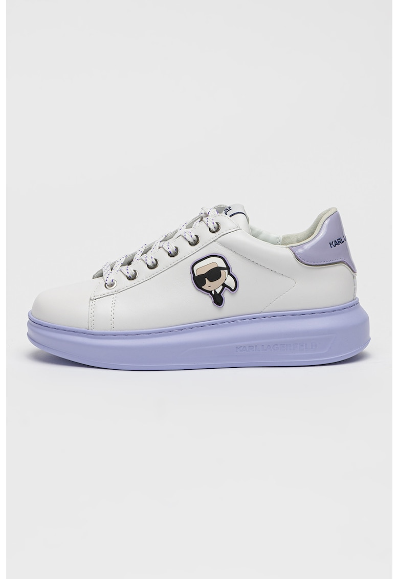 Pantofi sport de piele cu logo - Lila/Alb murdar/Argintiu