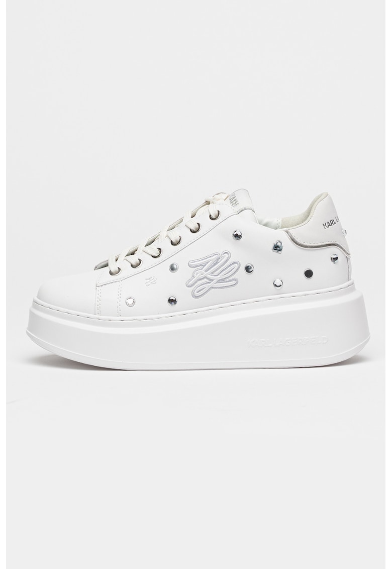 Pantofi sport wedge de piele cu aplicatii cu tinte