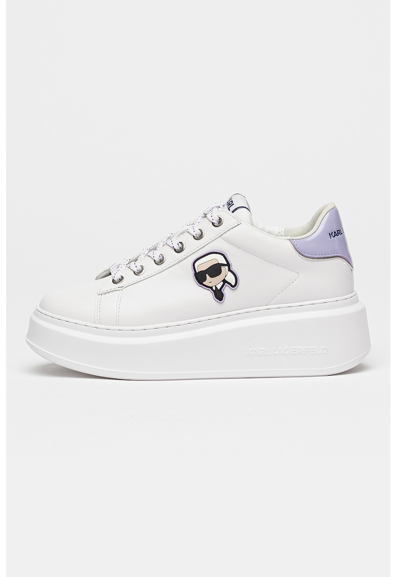 Pantofi sport de piele cu logo - Alb/Lila