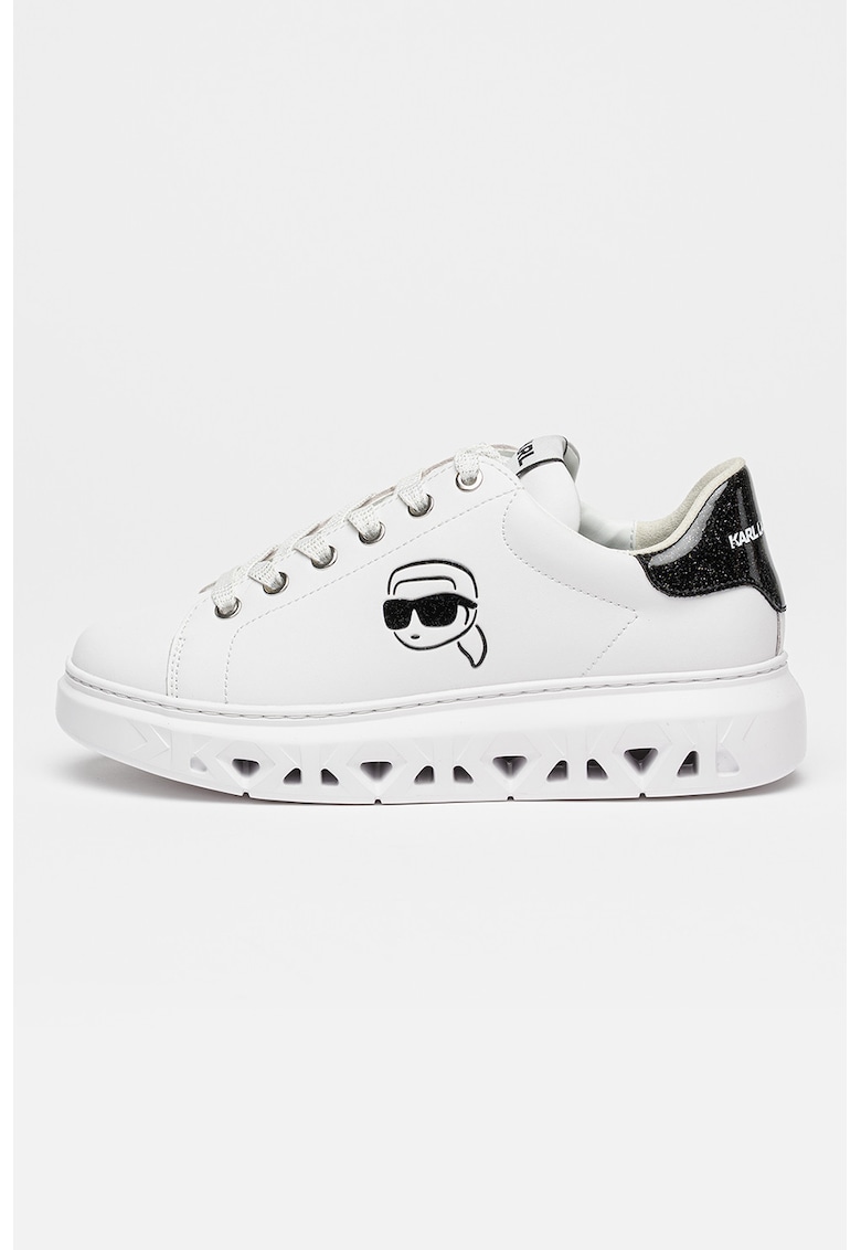 Pantofi sport wedge de piele cu talpa perforata cu logo