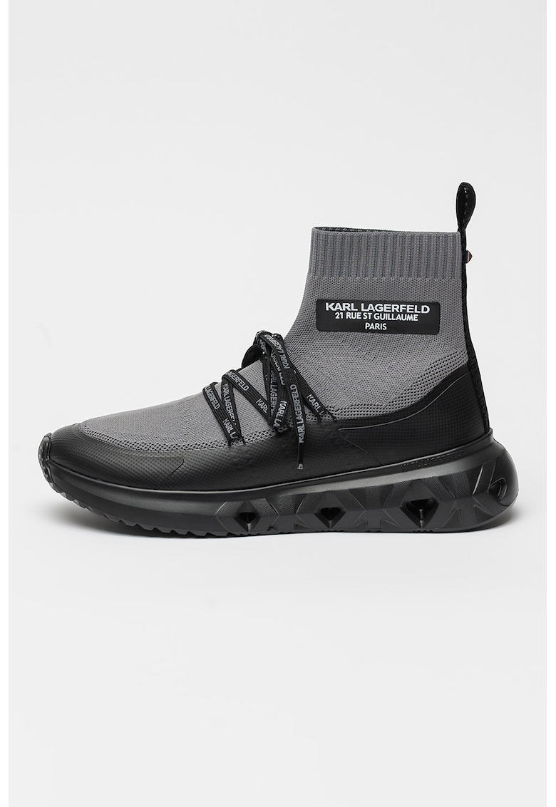 Pantofi sport high-top din plasa cu model tricotat