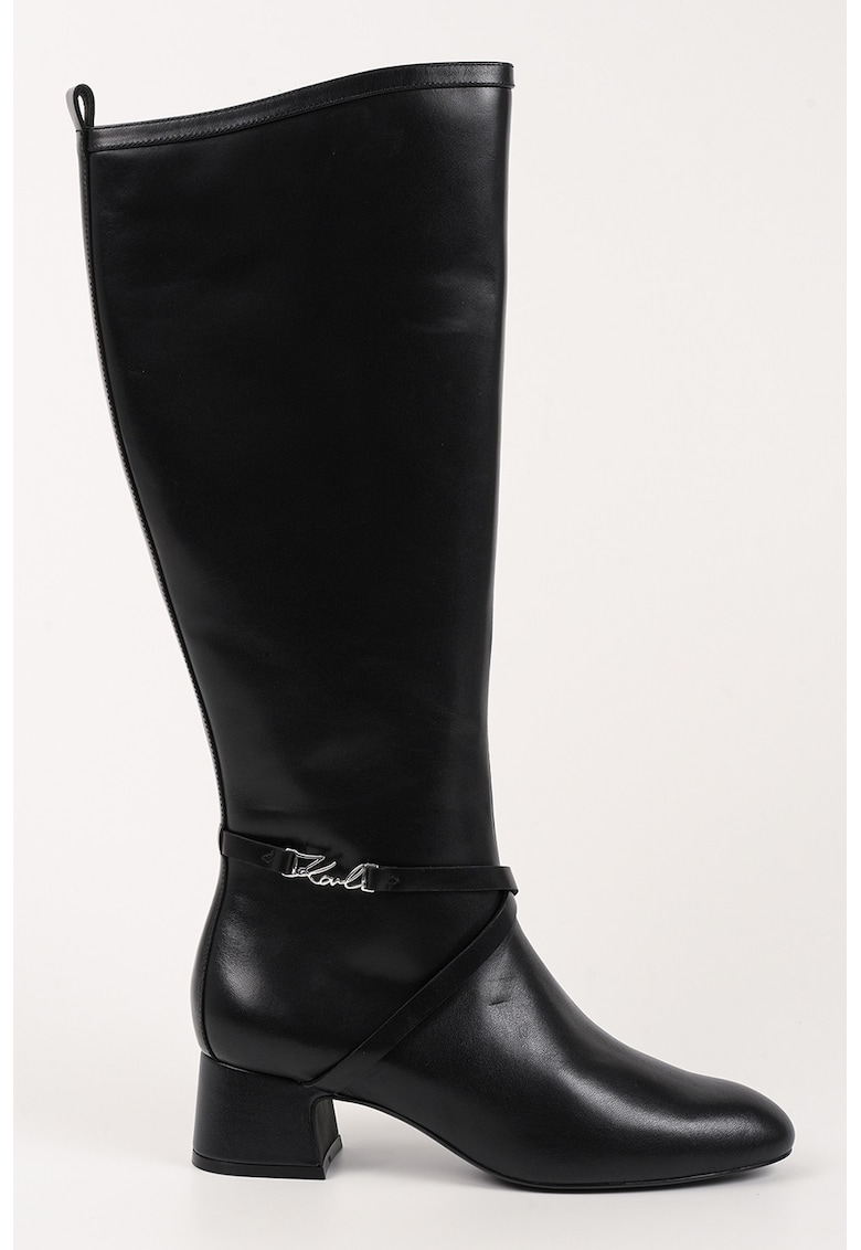 Cizme lungi din piele cu fermoar