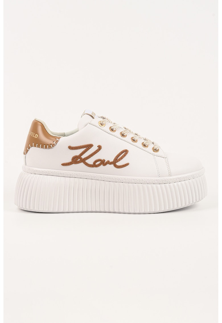 Pantofi sport flatform din piele cu logo brodat