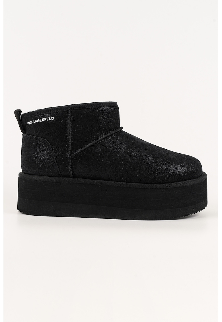 Ghete flatform slip-on din piele intoarsa