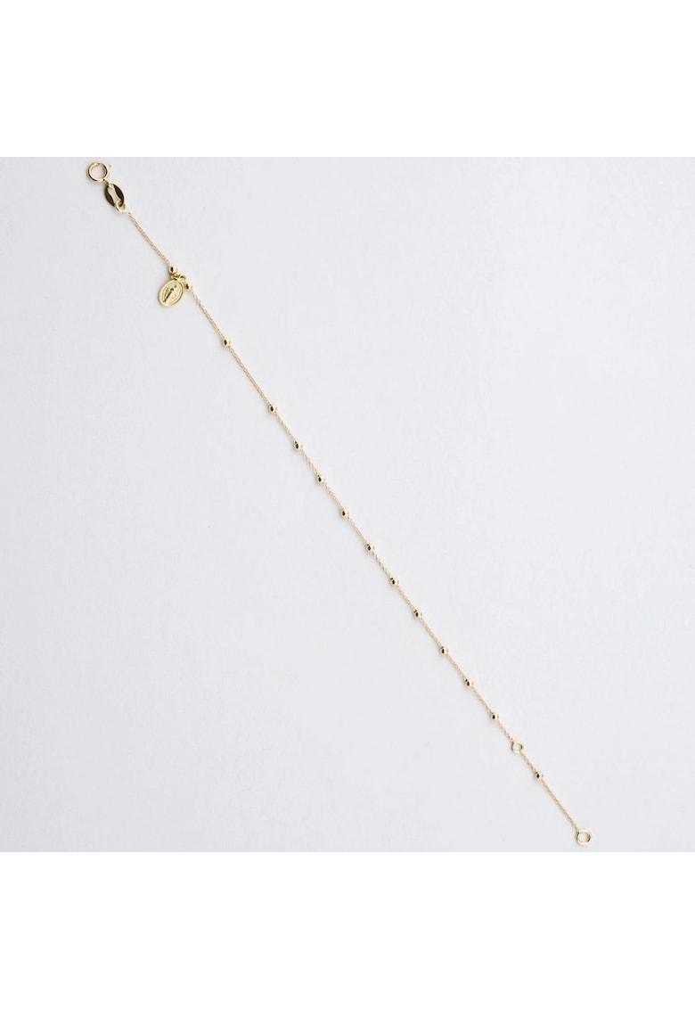Bratara din Aur Galben de 18 kt cu Bile - Fecioara Maria si Lant Diamantat - Ajustabila - 1.14g
