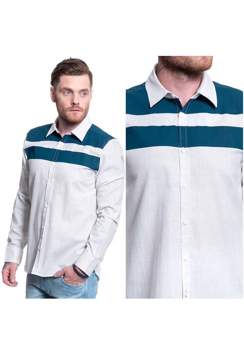 Camasa Barbati - Casper Kc Stripe - Croiala Regulara - Inchidere: Nasturi - Compozitie Material: 100% Bumbac - Numar De Buzunare: 1 - M Intl - Alb