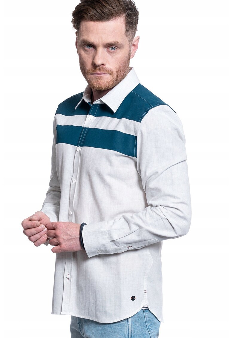 Camasa Barbati - Casper Kc Stripe - Croiala Regulara - Inchidere: Nasturi - Compozitie Material: 100% Bumbac - Numar De Buzunare: 1 - M Intl - Alb