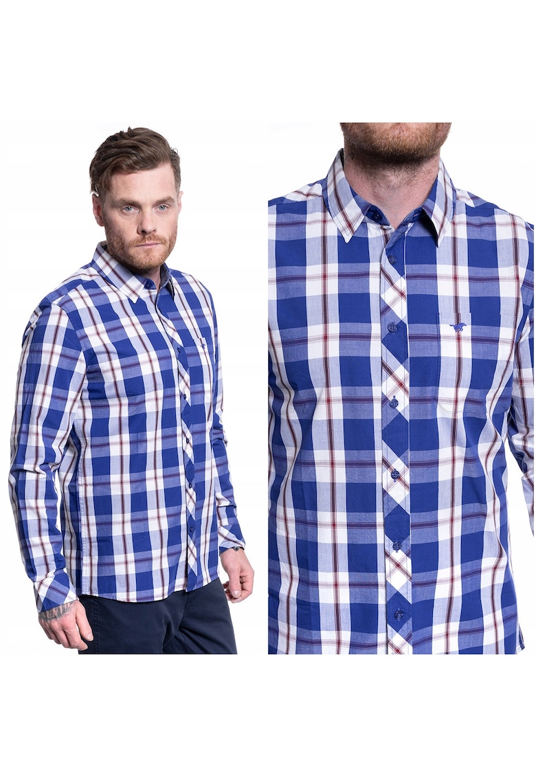 Camasa Barbati - Casper Kc B-Check - Croi: Regular Fit - Inchidere: Nasturi - Compozitie Material: 100% Bumbac - Model Dominant: Carouri - M Intl - Albastru