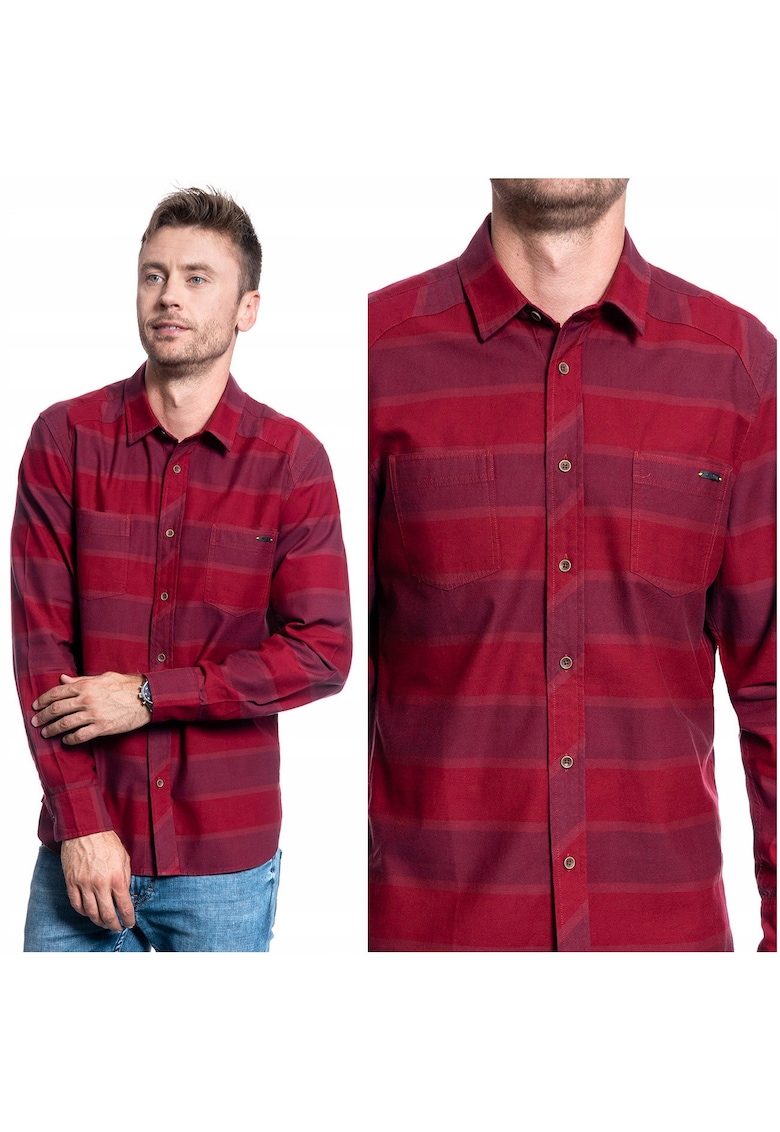 Camasa Barbati - Clemens Kc Quilted - Culoare: Rosu - Material: 100% Bumbac - Croi: Regular Fit - Inchidere: Nasturi - M Intl - Rosu