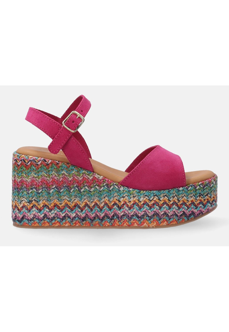 Sandale wedge din piele intoarsa