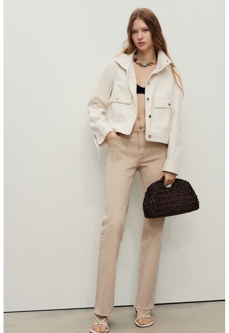 Blugi crop cu terminatie franjurata Sienna