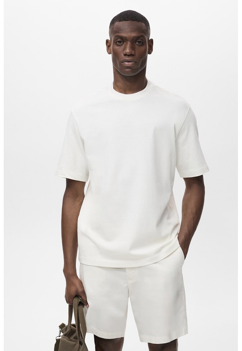 Tricou relaxed fit de bumbac - Alb murdar