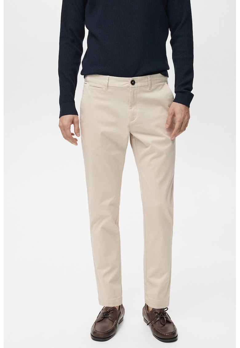 Pantaloni uni regular fit din amestec de bumbac