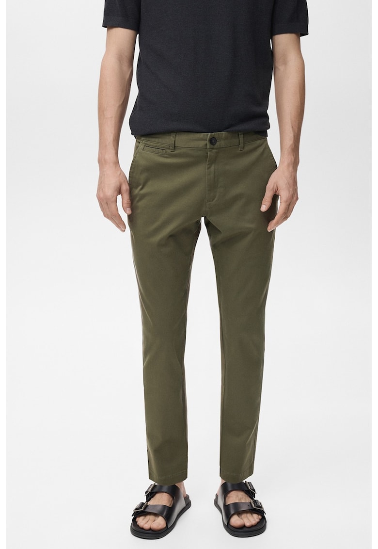 Pantaloni uni regular fit din amestec de bumbac