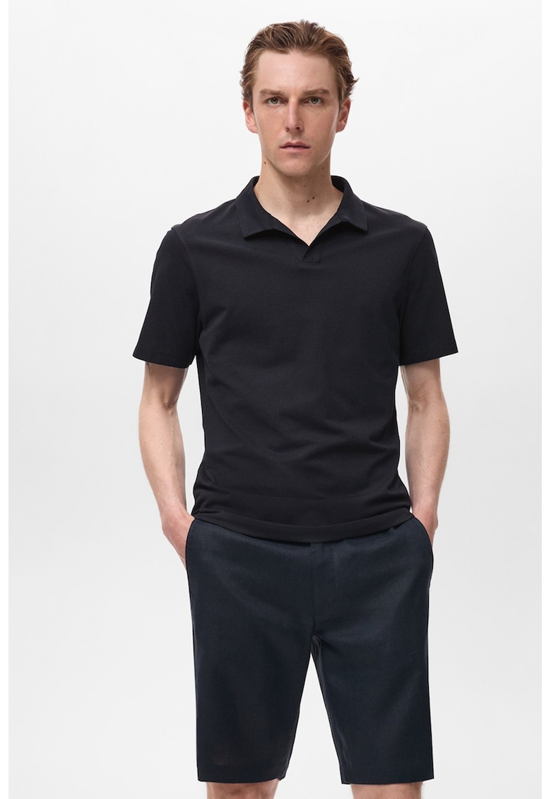 Tricou polo slim-fit din material pique