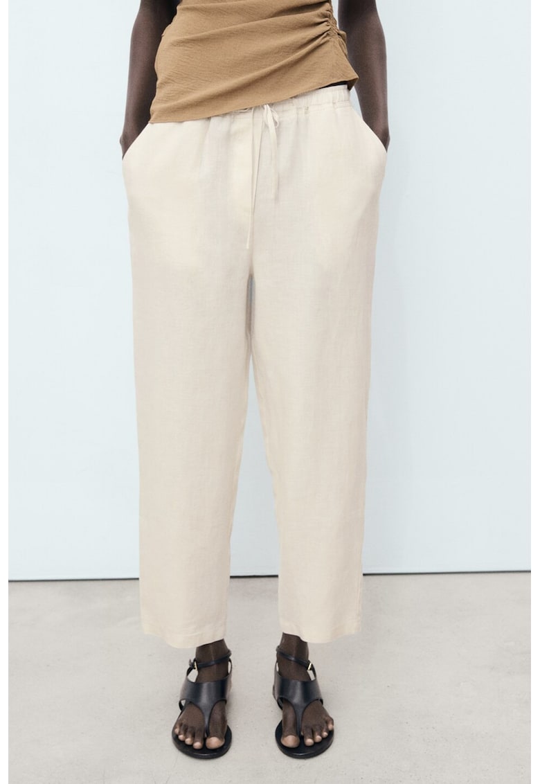 Pantaloni de in cu talie inalta