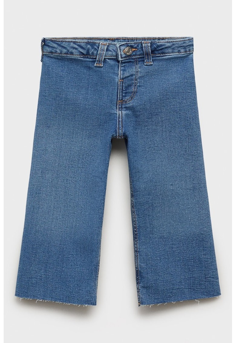 Blugi culotte cu buzunare pe partea din spate - Albastru